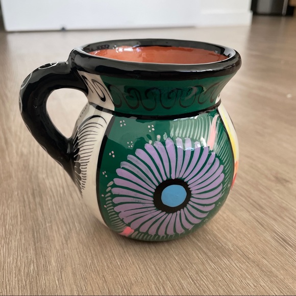 Mexican ceramic pitcher / mug with multicolor Talavera designs - Picture 5 of 9